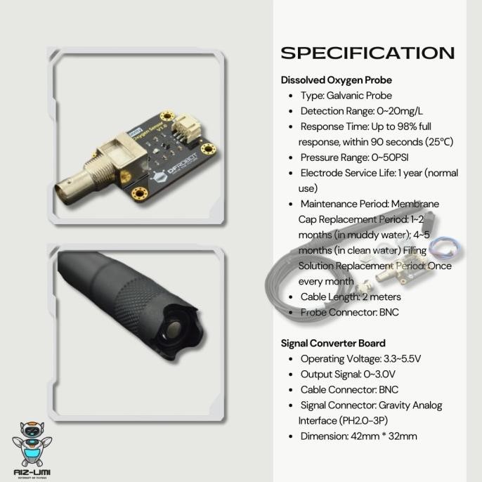 Jual DFRobot Analog Dissolved Oxygen Sensor / Meter Kit For Arduino ...