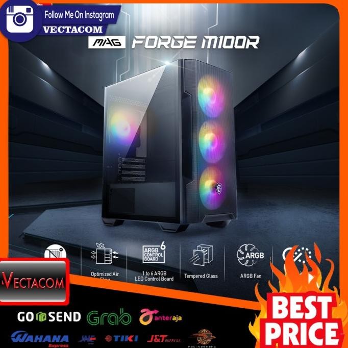 Jual Case Msi Mag Forge M100R - Argb Tempered Glass M-Atx Gaming Case ...