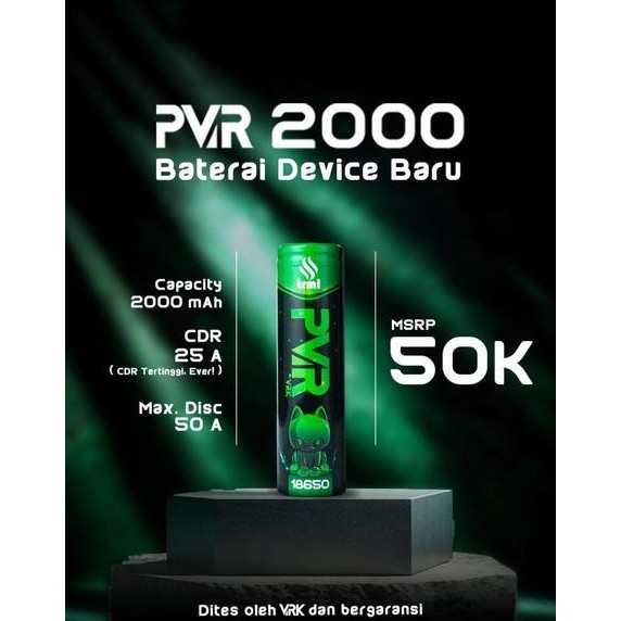 Jual Sale Battery Pvr 18650 2000Mah 50A By Vrk X Trml Baterai Authentic ...