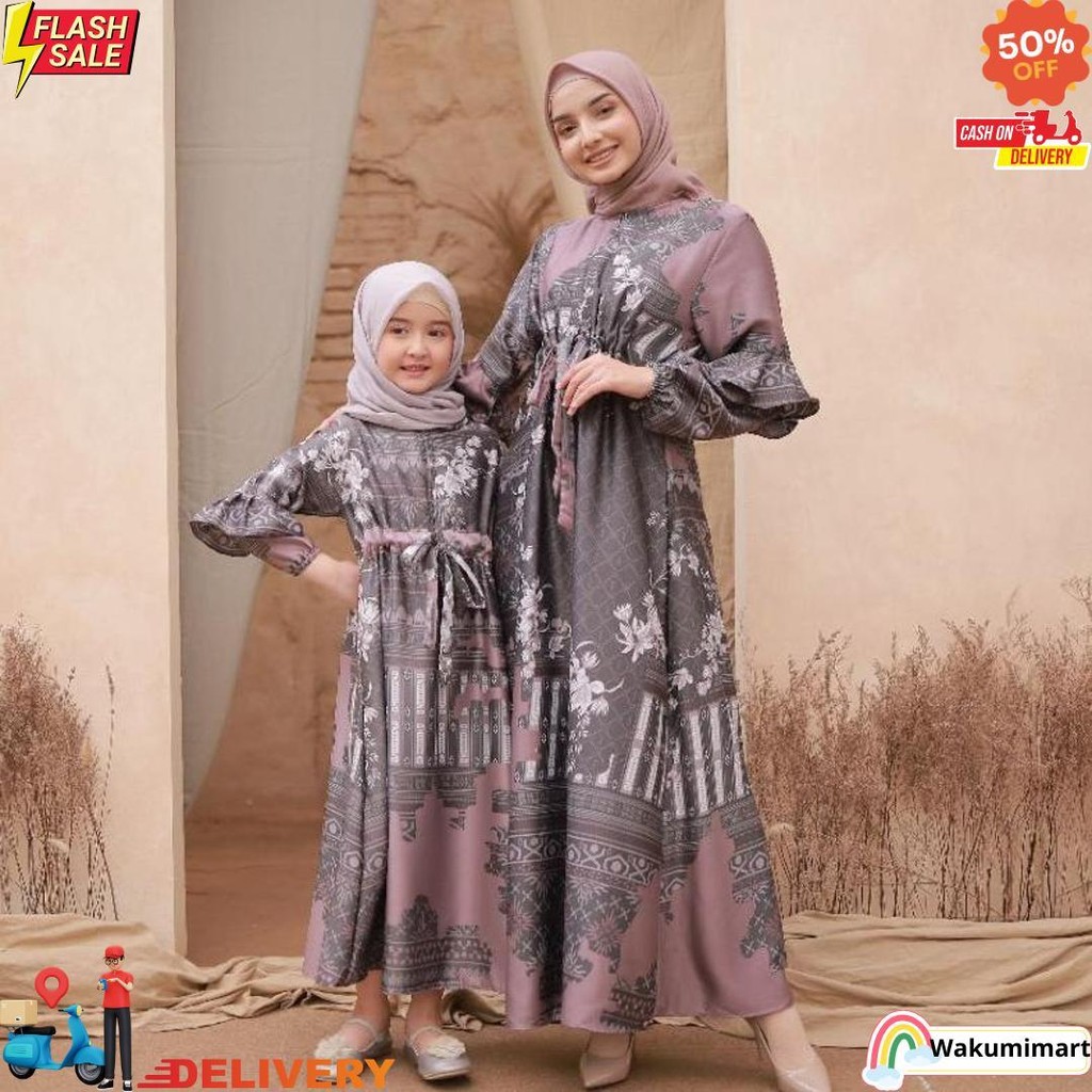 Jual Raya - Gamis Couple Ibu Anak Lebaran Pesta Kondangan Mewah Silk ...
