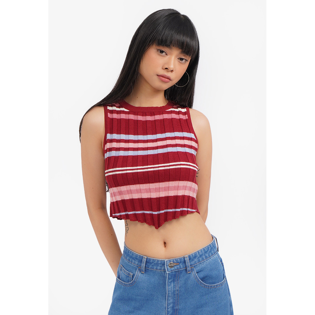 Jual COLORBOX Striped Sleeveless Crop Top Multicolor | Shopee Indonesia