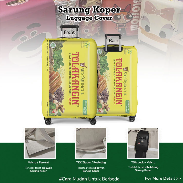 Tolak Angin Sido Muncul (Box) - Luggage Cover Elastis Sarung Pelindung Koper Bahan Tebal Ramah Lingkungan dan Aman untuk kulit