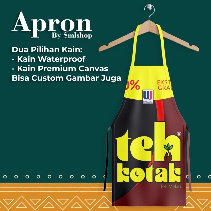 Apron Celemek Barista Waterproof Anti Air Motif Teh Kotak Ultrajaya