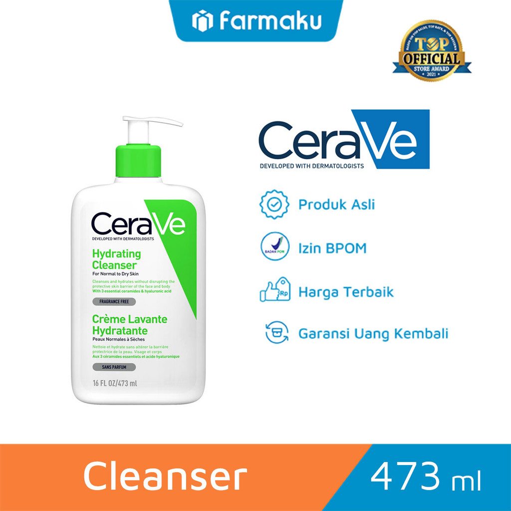 Jual CeraVe Hydrating Cleanser For Normal to Dry Skin 473 ml - Facial ...