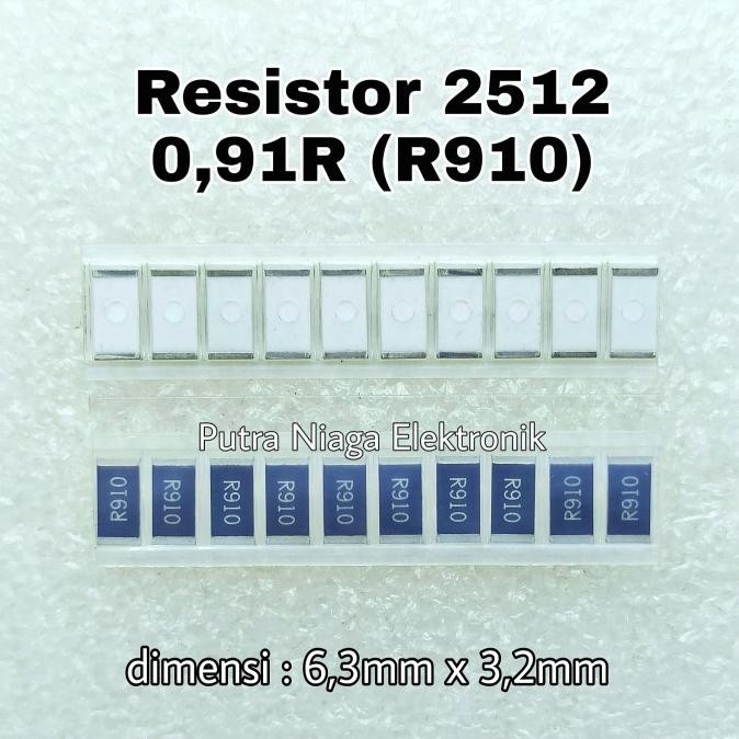Jual Diskon (10) Resistor SMD 2512 0,91R 1W 0,91ohm 0.91R R910 Ukuran ...