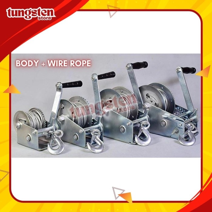 Jual READY Hand Winch Boat Winch 2500LBS + Wire Rope, Katrol Manual