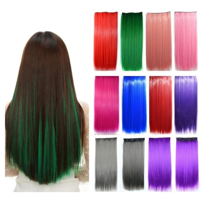 Jual DFG HWLP half wig lurus warna polos big layer hair clip hair ...