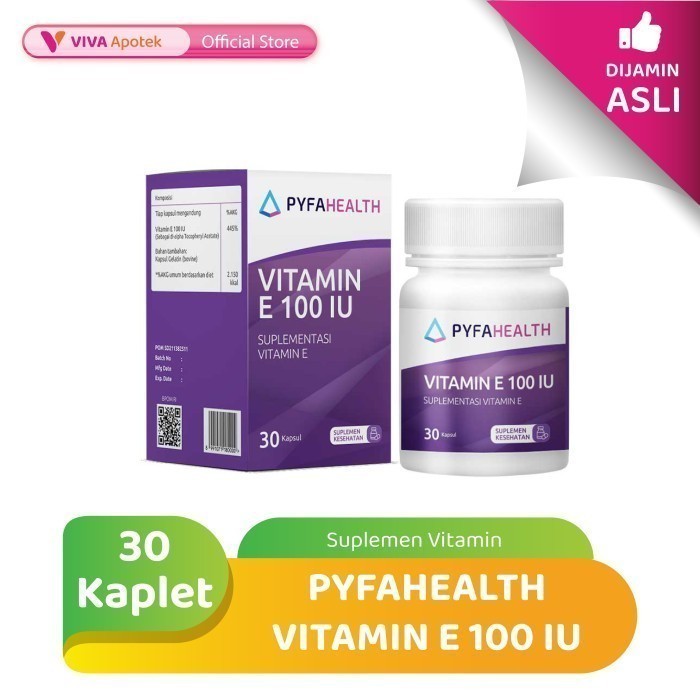 Jual Pyfahealth Vitamin E 100 IU Suplemen Vitamin E 100 IU (30 Kaplet ...
