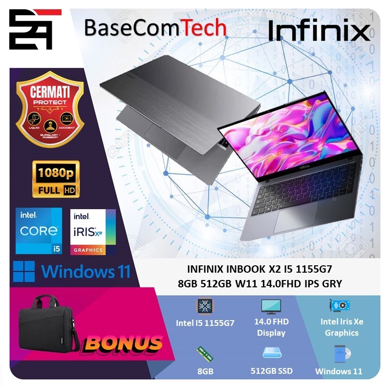 Jual Infinix Inbook X2 i5 1155G7 8GB 512GB SSD Windows 11 14 Inchi FHD ...