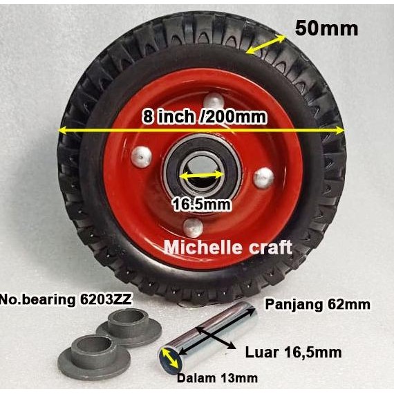 Jual Roda Inchi Karet Kembang Varian Wo Mati Hidup Rem Heavy Duty Double Bearing Gerobak