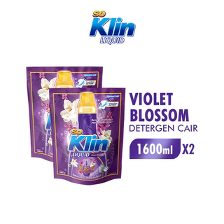 Soklin Deterjen Cair Violet Pouch 1600 ml x2