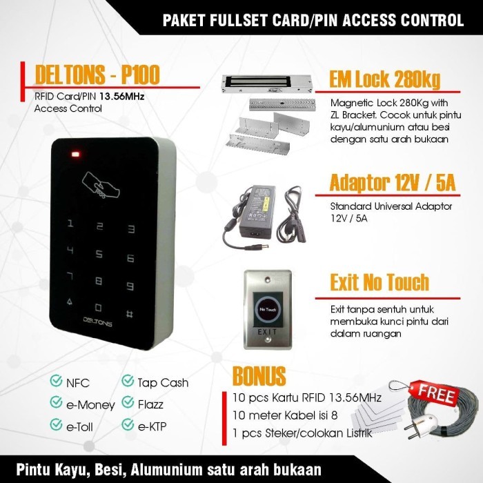 Jual TERBARUUU Smart Door Lock Akses Door Access Control Card RFID 13 ...