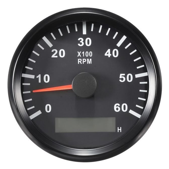 Jual HOTT 12/24V 0-6000 RPM 85mm LCD Marine Boat Meter Tachometer ...