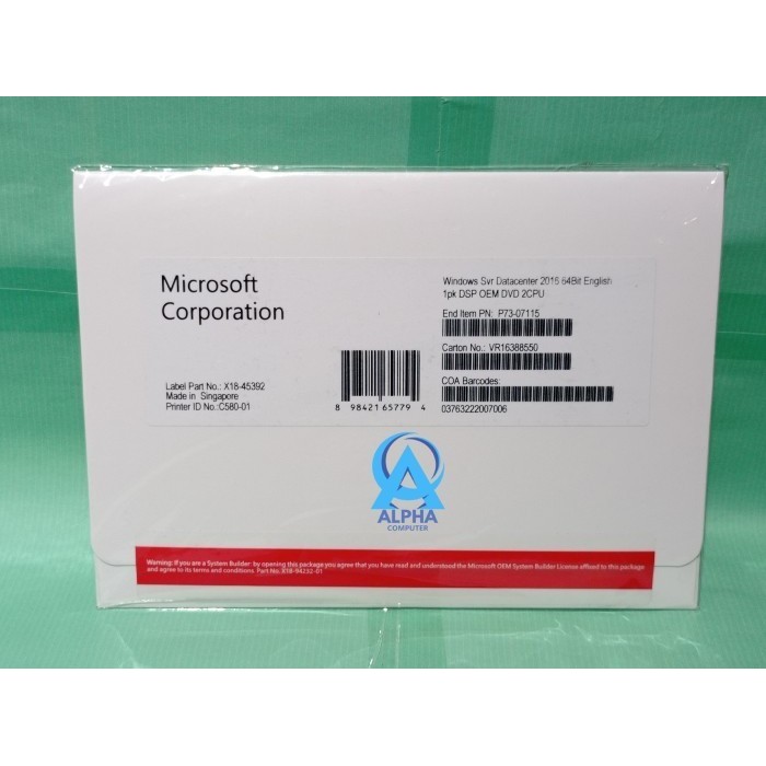 Jual Window Server 2016 Datacenter 16 Core 5 Cal Fullpack Original ...