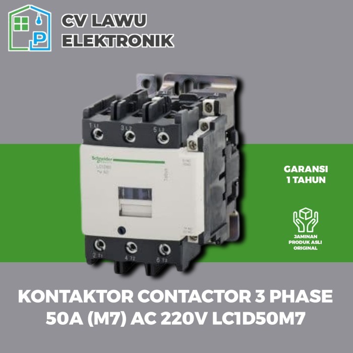 Jual Schneider Kontaktor Contactor 3 Phase 50A (M7) Ac 220V Lc1D50M7 ...