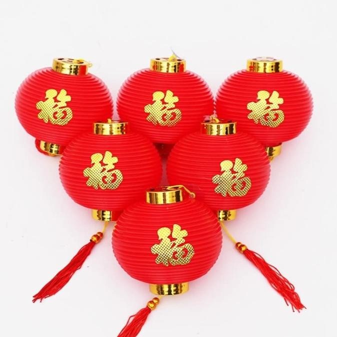 Jual Lampion Hoki Fu 12 cm isi 6 Dekorasi Lampion Merah Besar Hiasan ...