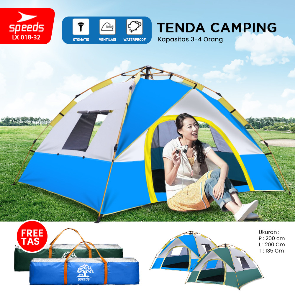 SPEEDS Tenda Camping Lipat Untuk 3-4 Orang Tenda Gunung Tenda Manual Portable Waterproof 018-32