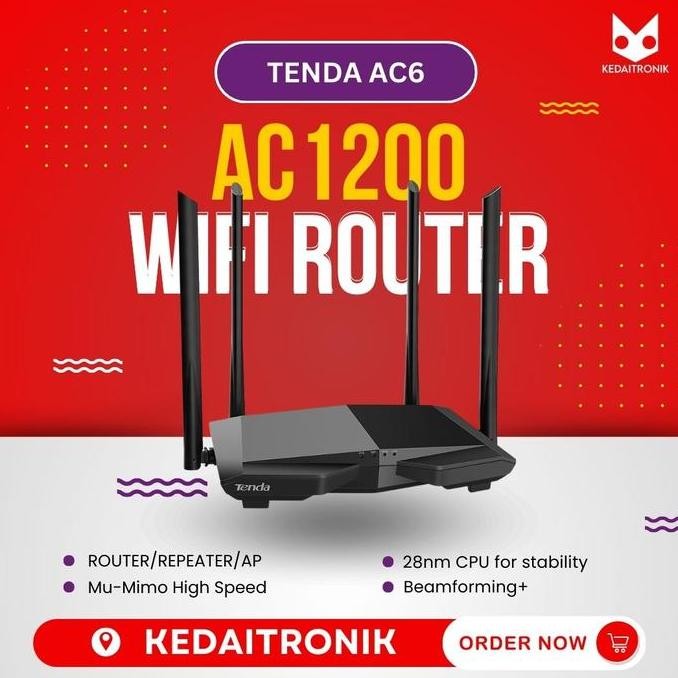Jual Tenda Ac6 Wall Killer Ac1200 Dual-Band Gigabit Router High Power ...