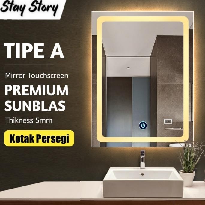Jual Cermin Led Touch Screen Rias Dinding Wastafel Kamar Mandi Vertical ...