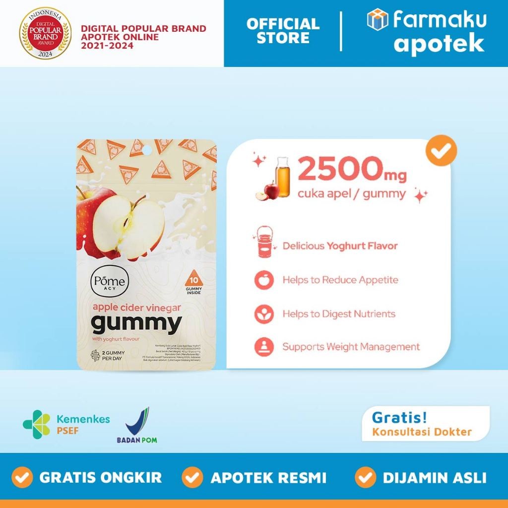 Jual Pome Apple Cider Vinegar With Yogurt Supplement Diet 10 Gummy