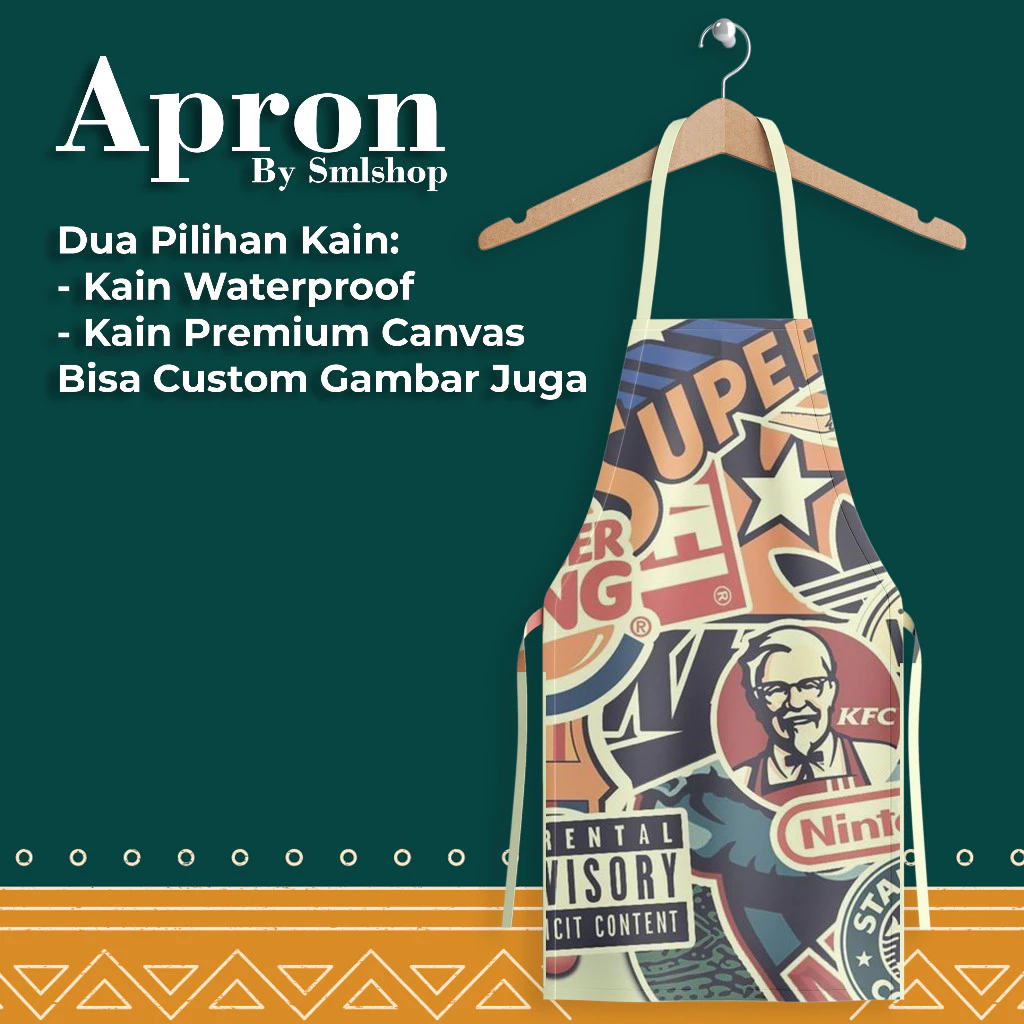 Apron Celemek Barista Waterproof Anti Air Custom Cetak Gambar Sendiri 