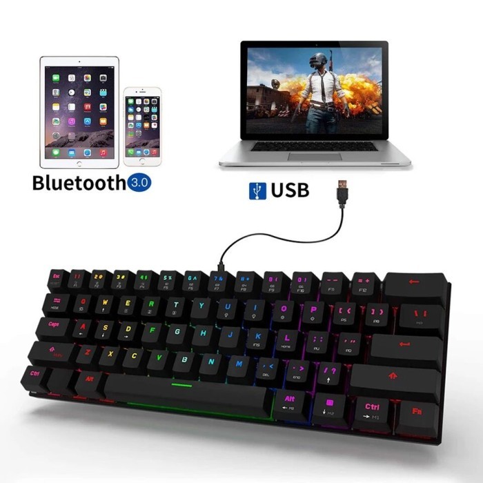 Jual Mechanical Keyboard Motospeed Ck62 Rgb 60% 2 Mode Wired And ...