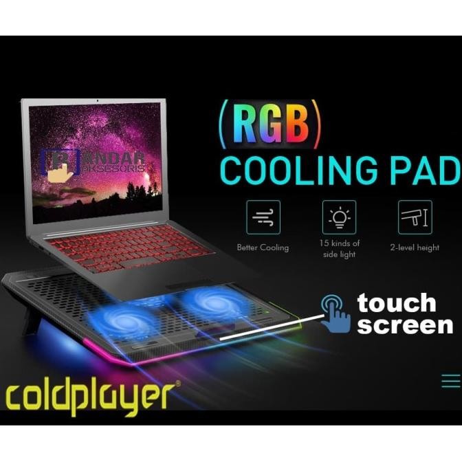 Jual Baru Cooling Pad Gaming Rgb Coldplayer Gx80 Touch Screen For 17 ...