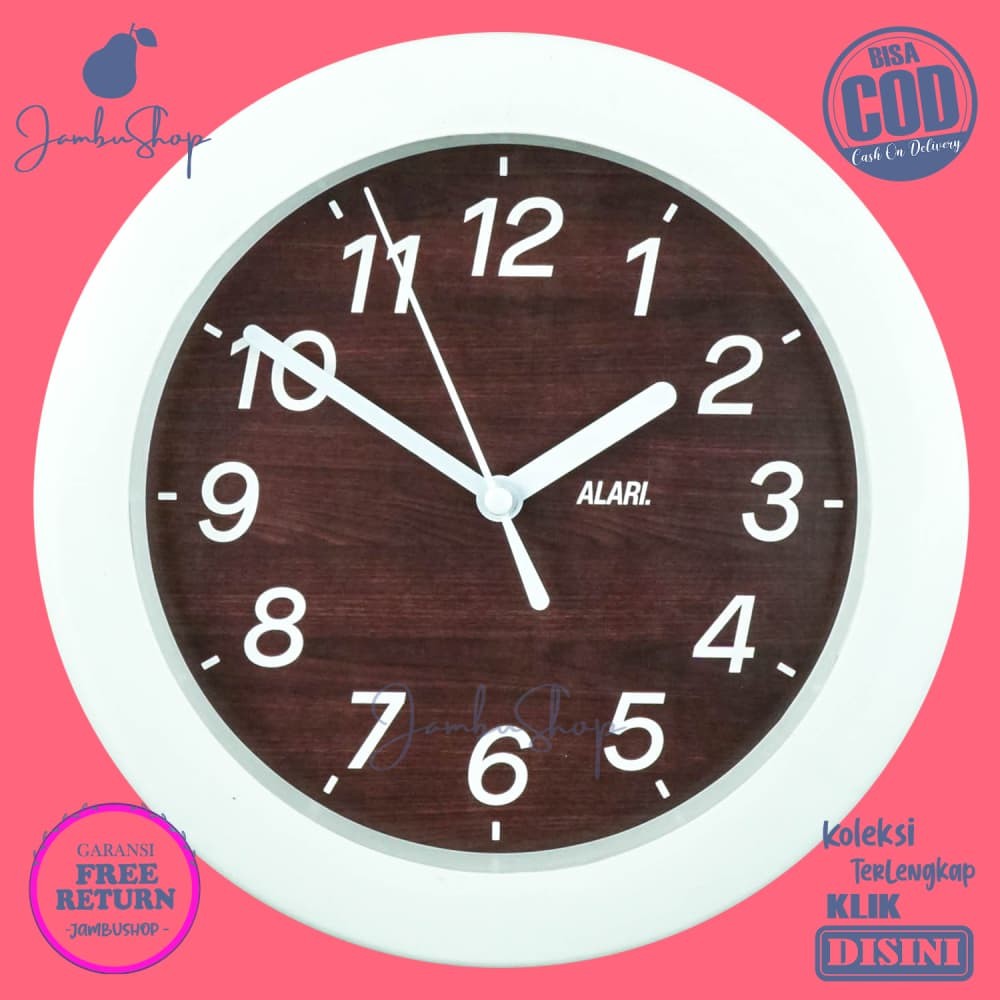 Jam Dinding Quartz Minimalis Wooden Minimalis Coklat Tua AL8005-805 Hiasan Dinding Minimalis Wooden