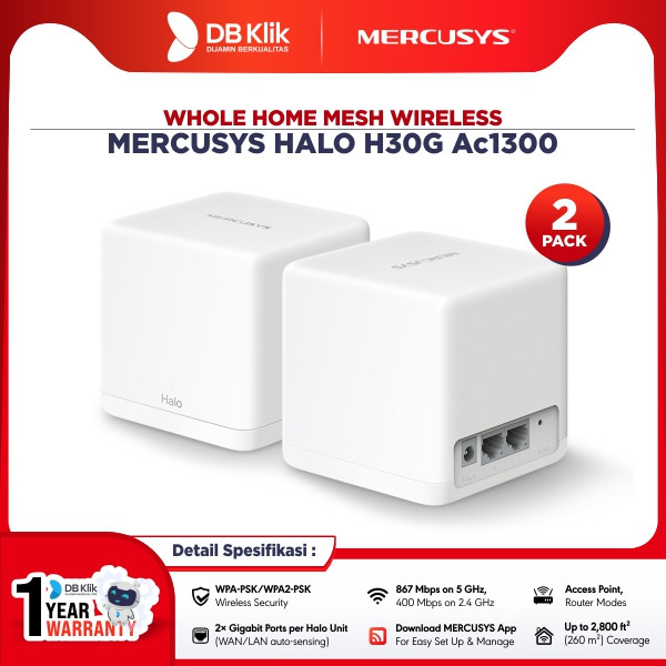 Jual Mercusys Whole Home Mesh Wireless Halo H30G Gigabit Ac1300 (2-Pack ...