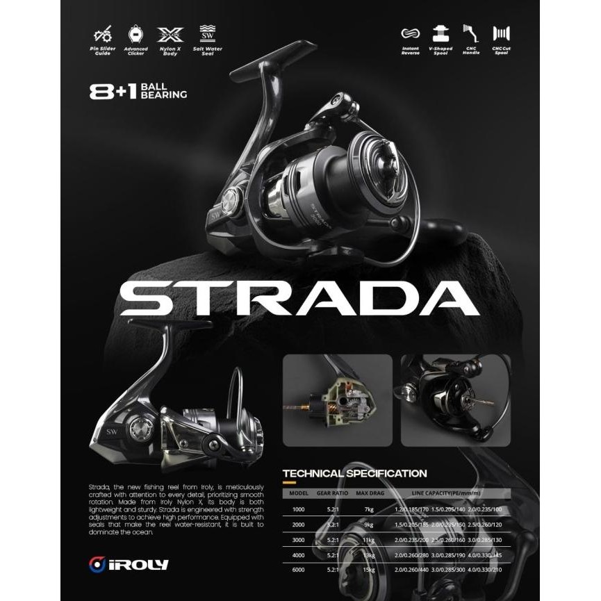 Jual Reel SPINNING IROLY STRADA SW (SALTWATER SEAL) | Shopee Indonesia