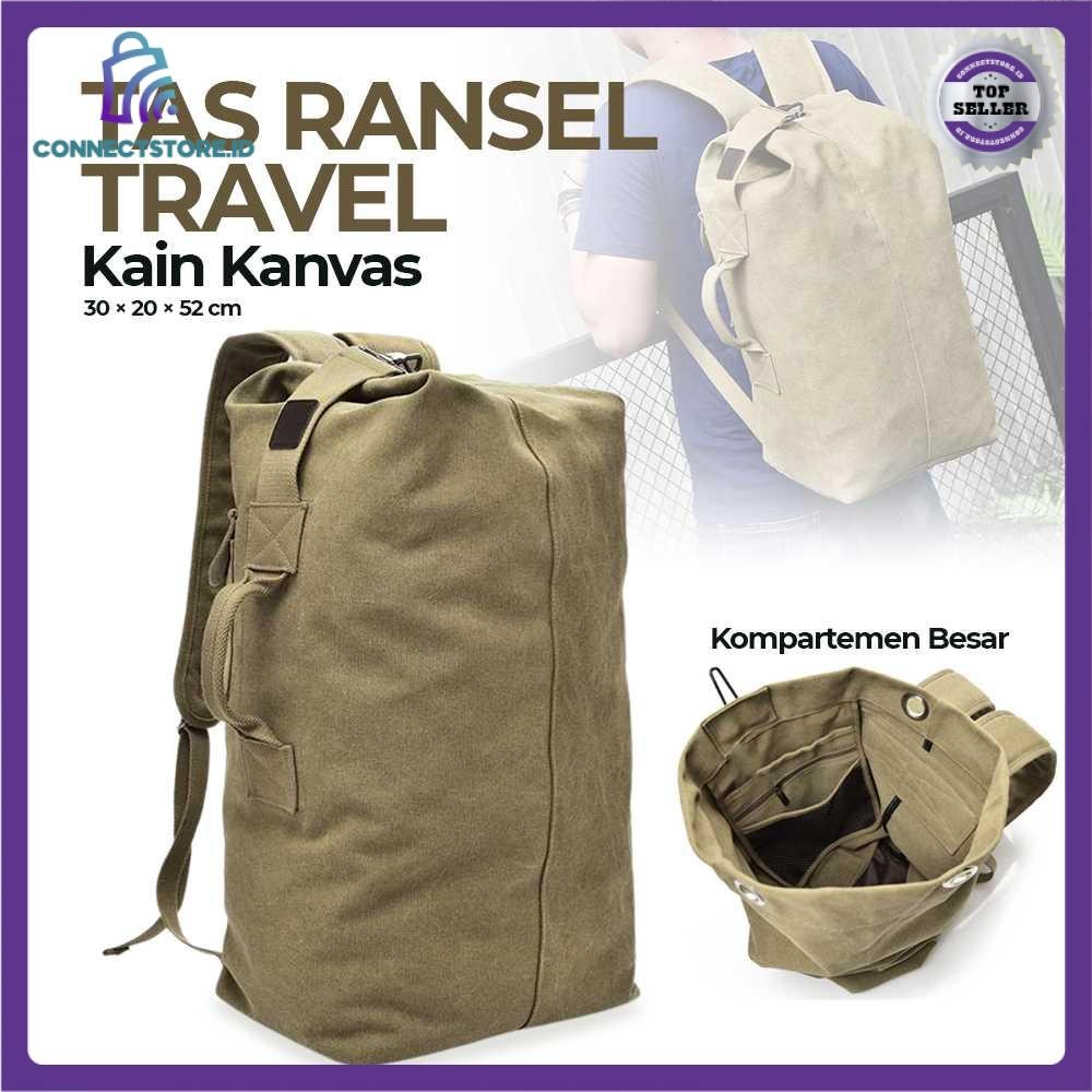 Jual Tas Ransel Travel Kanvas Big Size - 170037 - Khaki | Shopee Indonesia