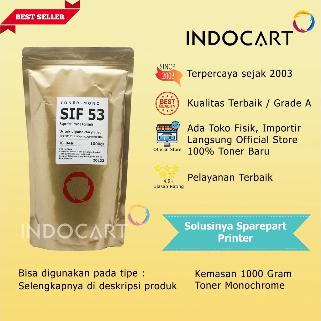 Jual IndoCart Serbuk Toner SIF-53 53A 05A 51A 55A 70A-HP P2014 P2035 ...