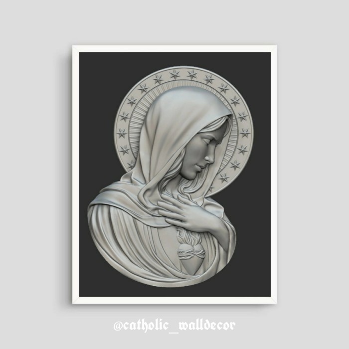 Jual Hiasan Dinding Katolik Gambar Bunda Maria Tampak 3D Ukuran 60X40Cm ...