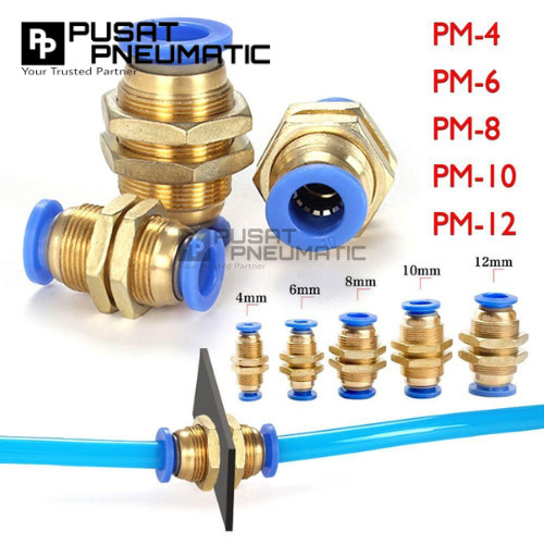 Jual MPM 8 One Touch Union Bulkhead Fitting Slip Lock Socket Push In ...