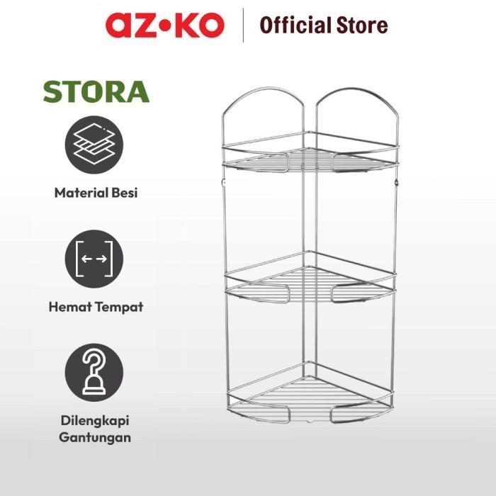 Jual Azko Stora Rak Sudut Kamar Mandi 3 Tingkat Stainless - Silver ...