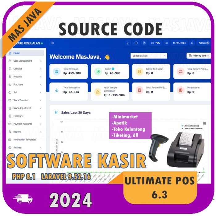 Jual JUAL Source Code Aplikasi Kasir POS UltimatePOS 3.4 (Laravel ...