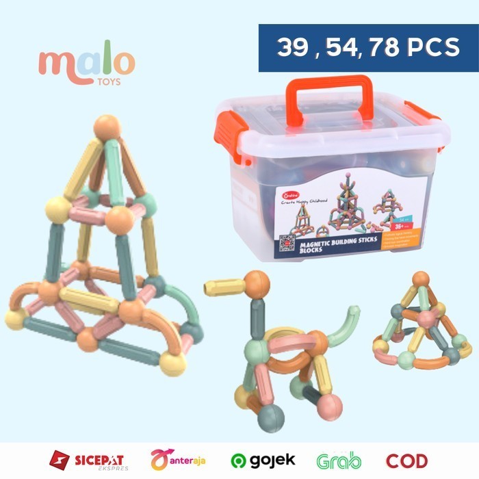 Jual Magnetic Sticks 39 54 78 Pcs PASTEL & Ball Magnet Mainan Edukasi ...