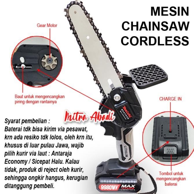 Jual Mesin Gergaji Rantai - Chain Saw / Chainsaw Cordless Portable ...