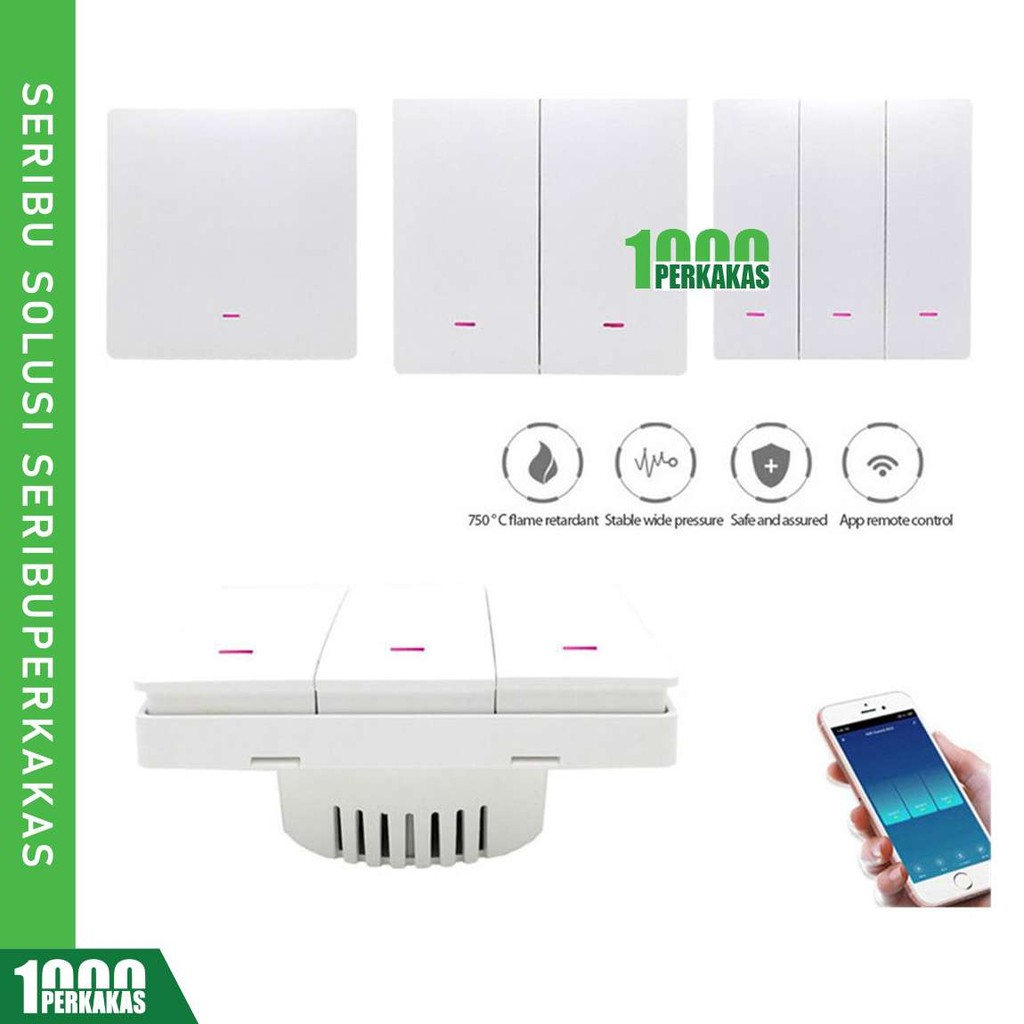 Jual 1P Wall Smart Switch WIFI / Saklar Dinding / IoT Touch Wireless ...