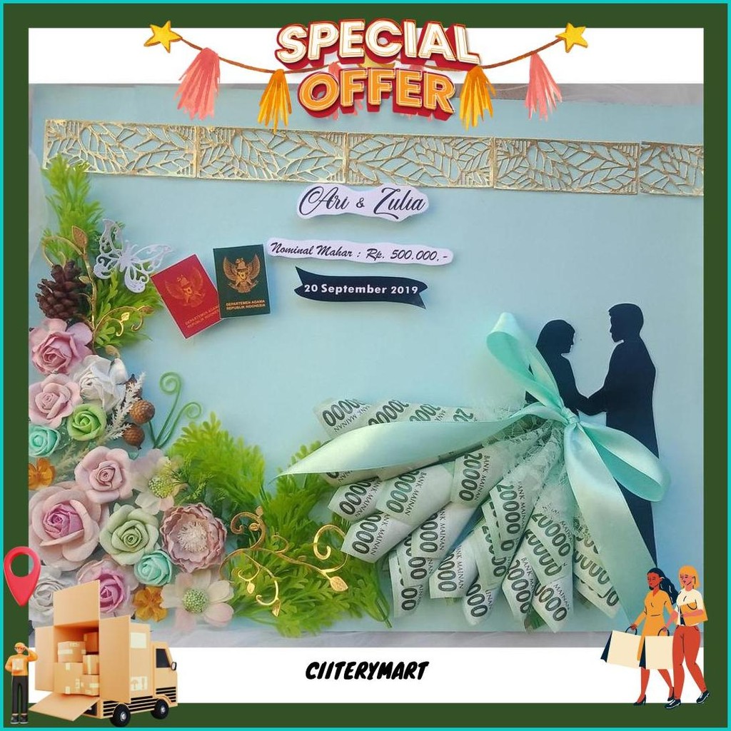 Jual Mahar 40*30Cm Nikah Layout Saja Model Siluet Gaun (Tanpa Pigora ...