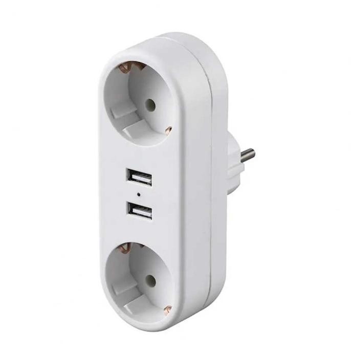  Jual Steker Colokan Listrik 2 Port USB EU Plug Flame Retardant 16A Motiv 