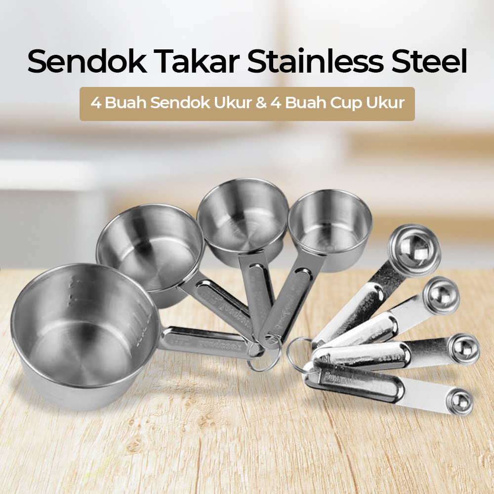 Jual Sendok Takar Ukur Stainless Steel Measuring Spoon 8 PCS | Shopee ...