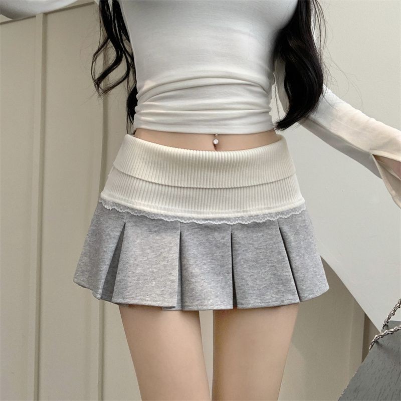 Jual [Cream Winnie]Rok lipit tambal sulam renda manis rok pinggang ...