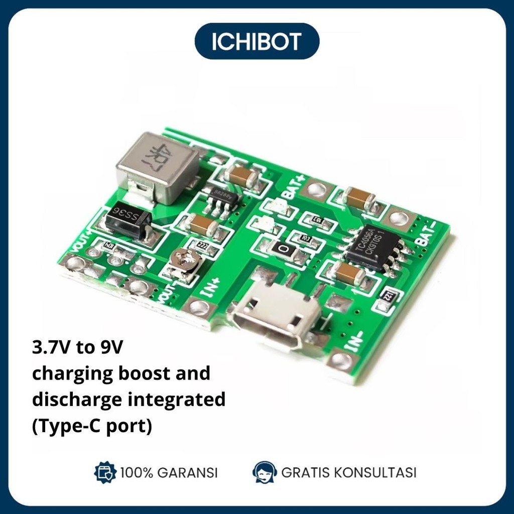 Jual TP4056 + Step Up Charger Baterai Li-ion 18650 3.7V to 5-9V 2A Type ...