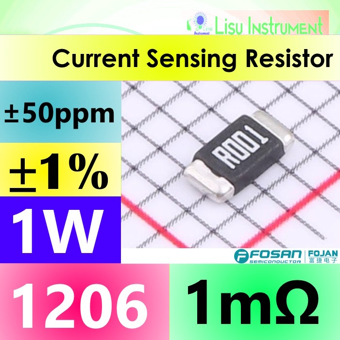 Jual 1mΩ 1206 ±1% 1W ±50ppm/℃ Current Sense Resistor / Shunt Resistor 0 ...