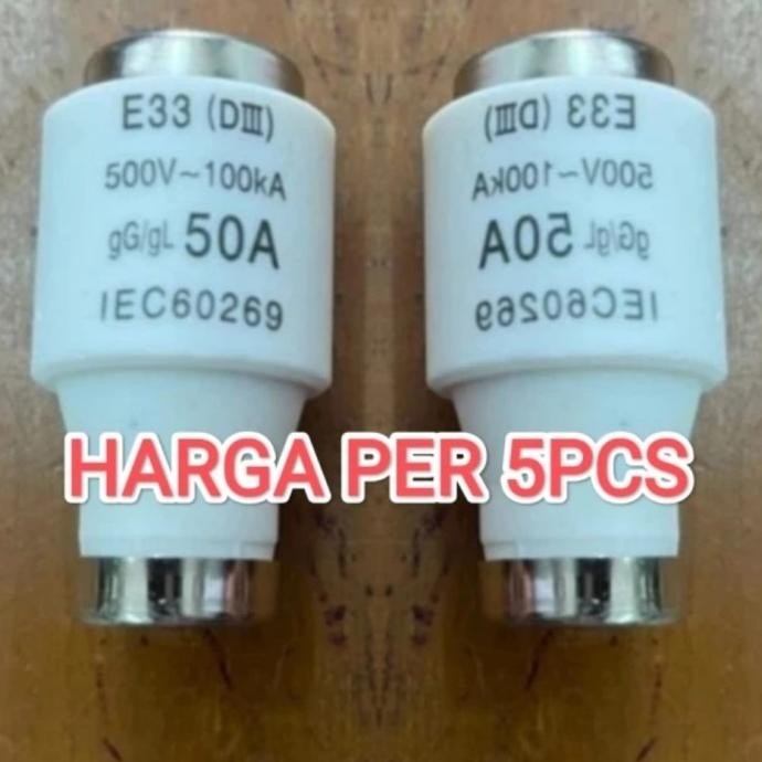Fusibile 50A E33 Lento PROTEC.CLASS PSI DIII – 500V, Bianco, Tipo Diazed