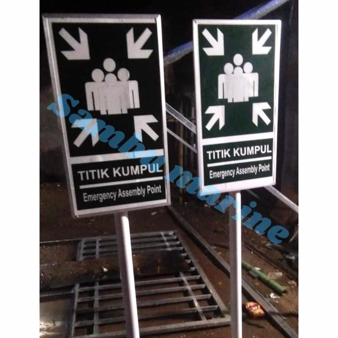 Jual rambu titik kumpul assembly point plat + tiang 3 mtr | rambu K3 ...