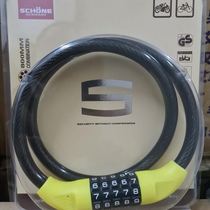 Jual gembok motor pagar wire lock rantai sepeda kombinasi schone 800mm ...