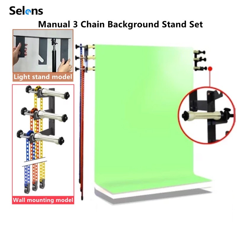 Jual Manual Fotografi Selens 3 Rantai Stand Latar Belakang Set Sistem ...