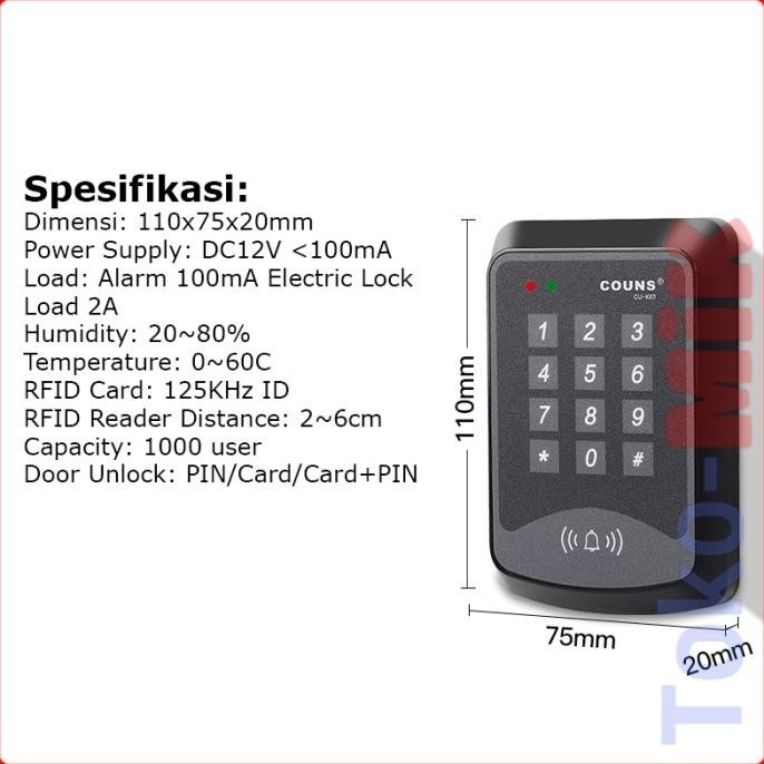 Jual PROXIMITY ACCESS DOOR LOCK CONTROL KUNCI PINTU CONTROLLER RFID M2 ...